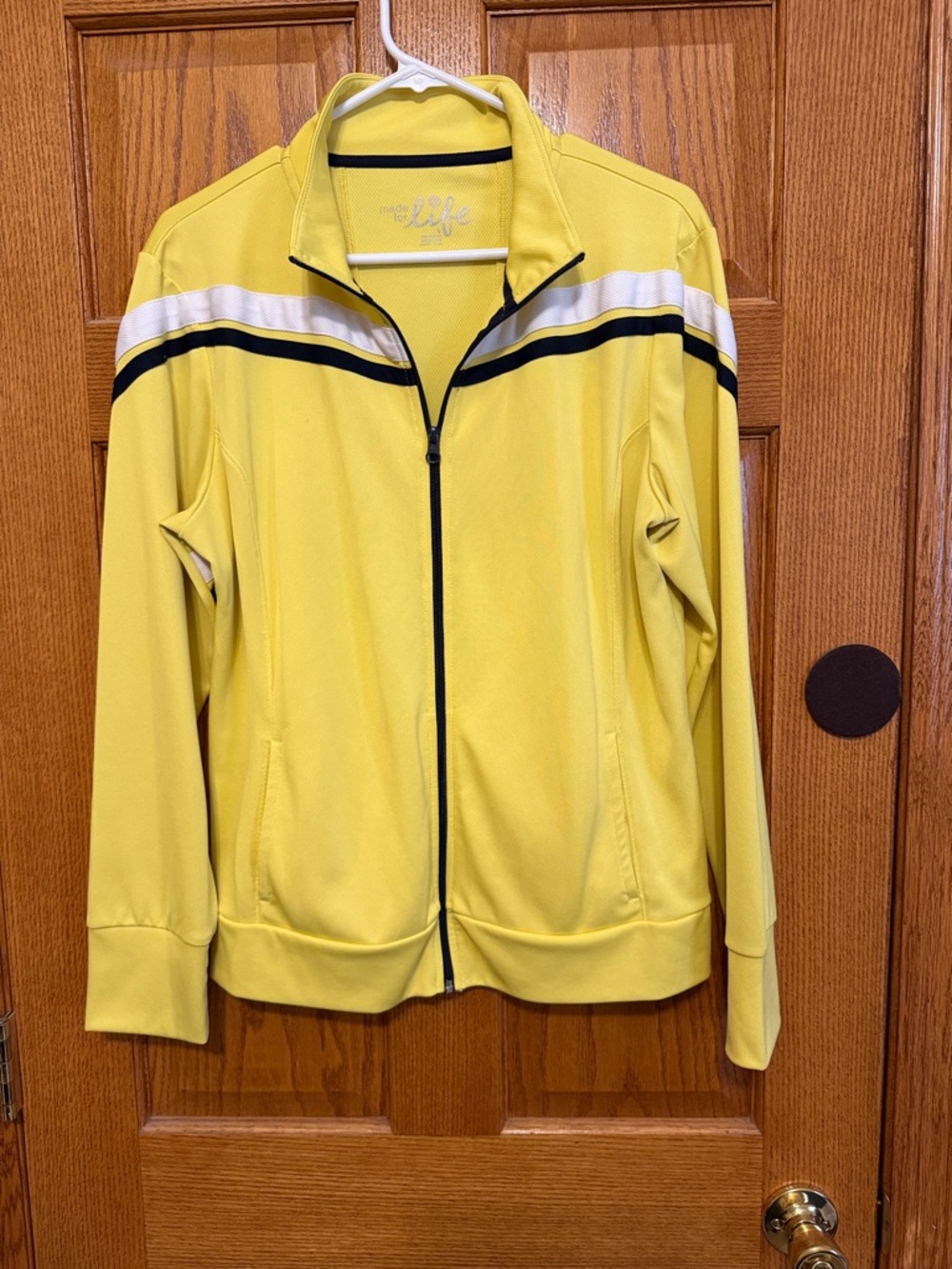 made for life Yellow Track Jacket with White and Black Stripes